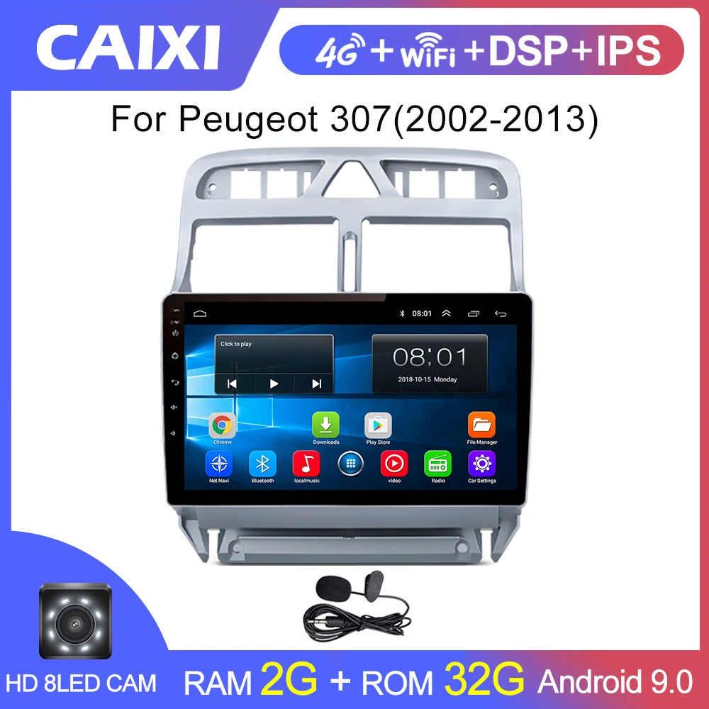 Автомобильный мультимедийный плеер 2 din Android 9 0 GPS навигация мультимедиа для peugeot 307