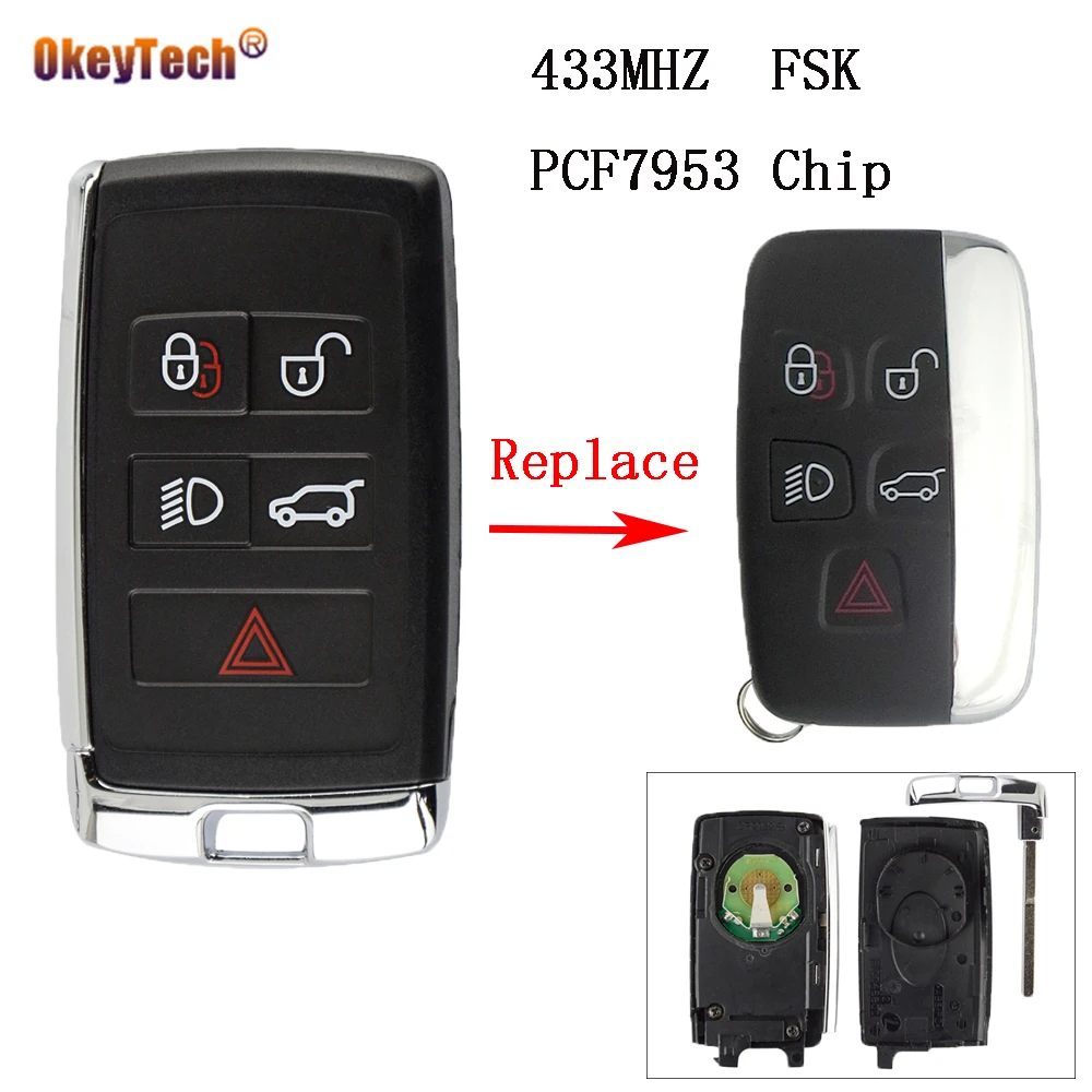 OkeyTech 5 Button 433MHZ Modified Remote Control Car Key For Land Rover LR4/Sport/Complete Remote Car Key New Style PCF7953 Chip
OkeyTech 5 Button 433MHZ Modified Remote Control Car Key For Land Rover LR4/Sport/Complete Remote Car Key New Style PCF7953 Chip