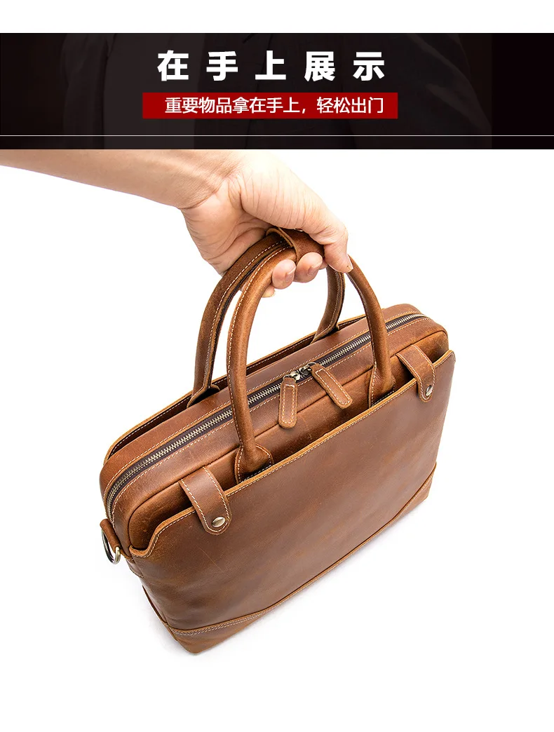 Leather large capacity men bags crazy horse leather shoulder bag and briefcase Head layer cowhide men briefcase
Leather large capacity men bags crazy horse leather shoulder bag and briefcase Head layer cowhide men briefcase