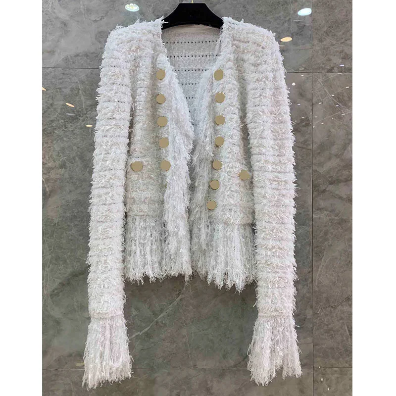 21 Autumn Winter Runway Women Hot Sale Solid Tassel Jacket Long Sleeve V Neck Tweed Coat Top Quality Slim Sweater Female Outwear
21 Autumn Winter Runway Women Hot Sale Solid Tassel Jacket Long Sleeve V Neck Tweed Coat Top Quality Slim Sweater Female Outwear