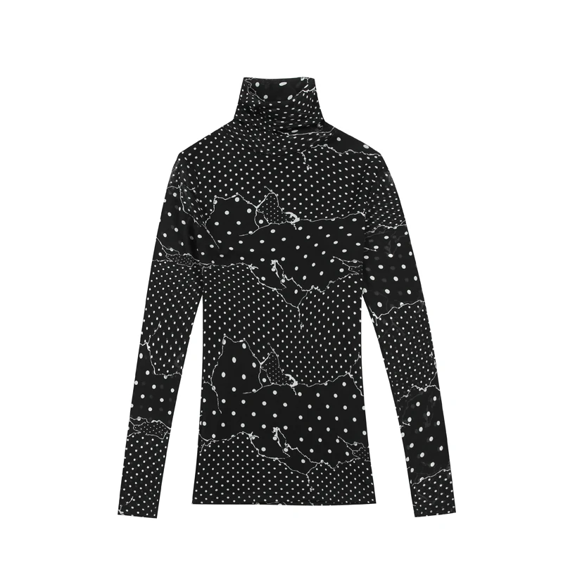 Women Blouses long sleeve Polka Dot Slim Turtleneck Ladies Tops Casual Womens Tops And Blouses Shirts Plus Size Women 7529 50