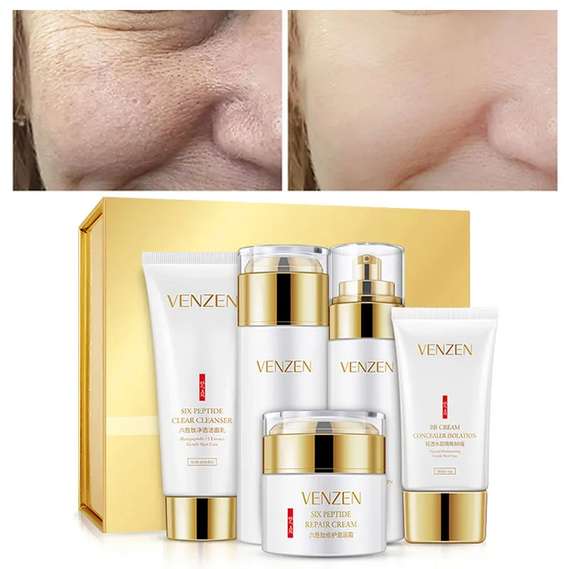 

Face Skin Care Nourish Moisturizing Brighten Clean Anti-Aging Improve Rough Beauty Firming Hyaluronic Acid Skin Care 5Pcs/Set