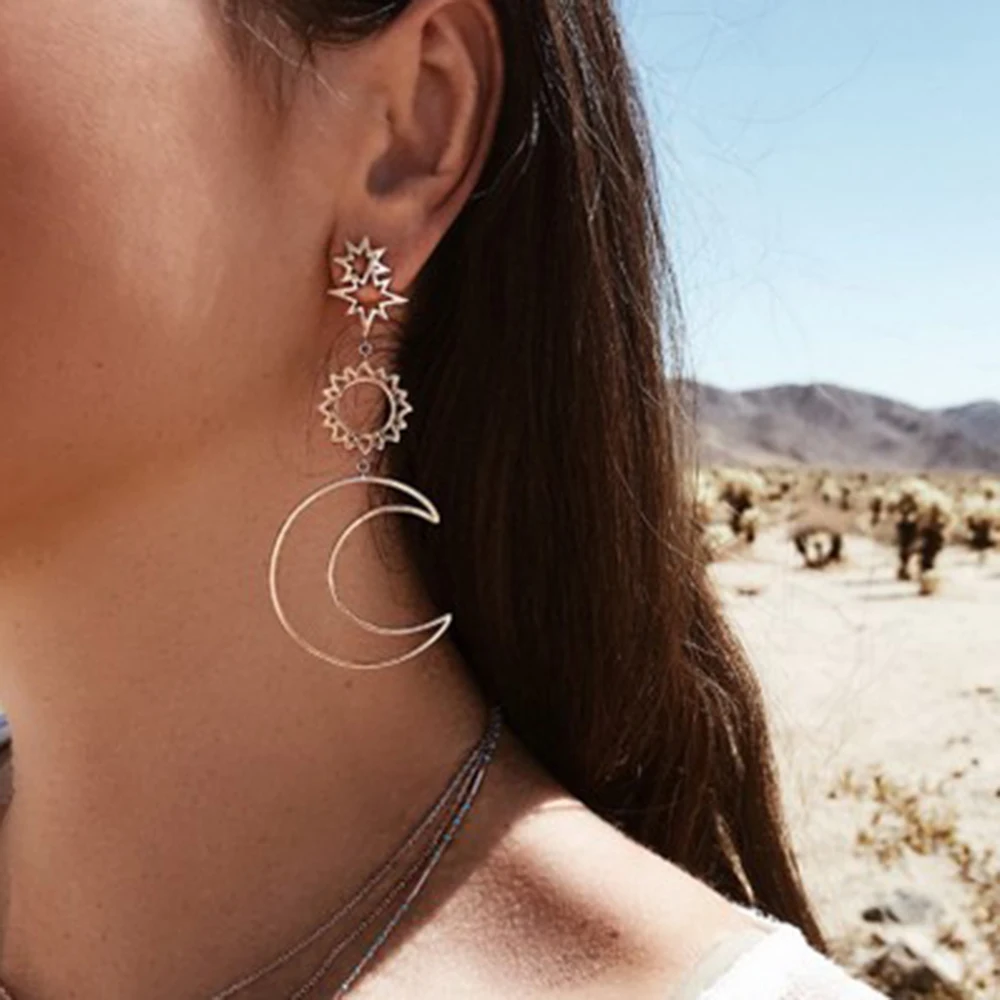Exaggeration Earring Asymmetric Earrings Hollow Star Sun Moon Boho Asymmetrical Drop Dangle Earring
Exaggeration Earring Asymmetric Earrings Hollow Star Sun Moon Boho Asymmetrical Drop Dangle Earring