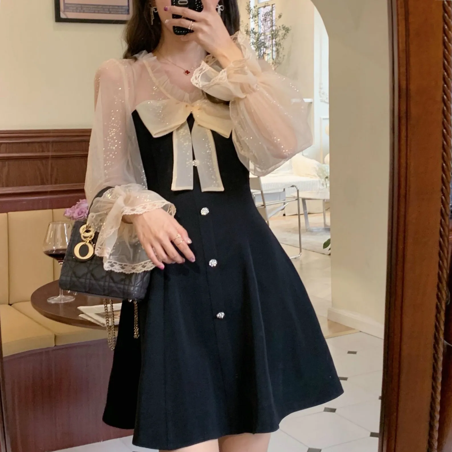 Vintage Elegant Mini Party Dress for Women Casual Lace Long Sleeve Dresses Bow Sexy One Piece Dress Korean Black Summer 2021 New
Vintage Elegant Mini Party Dress for Women Casual Lace Long Sleeve Dresses Bow Sexy One Piece Dress Korean Black Summer 2021 New