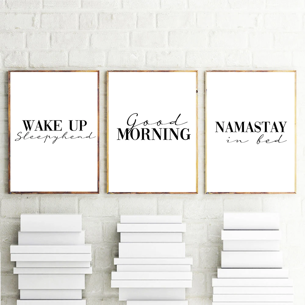 Good Moring and Namastay in Bed Posters and Prints Life Quote For Living Room Home Canvas Painting Modular Wall Art Wall Picture 
Good Moring and Namastay in Bed Posters and Prints Life Quote For Living Room Home Canvas Painting Modular Wall Art Wall Picture