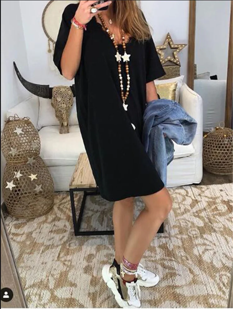 Summer dress Women's Clothing Ladies' Short Sleeve V-Neck Solid Color Dress Casual Comfortable Tops Dress For Home Dress #BL0
Summer dress Women's Clothing Ladies' Short Sleeve V-Neck Solid Color Dress Casual Comfortable Tops Dress For Home Dress #BL0