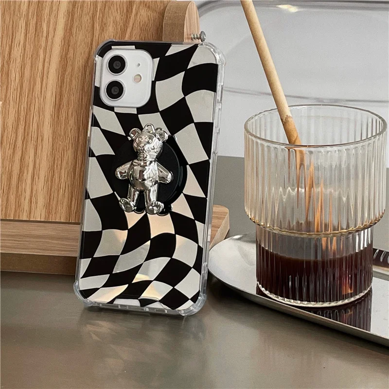 Korean Checkerboard Lattice Mirror 3D Bear Bracket Protect Soft Phone Case for Iphone 8 7 Plus 12 Pro 11 Pro Max X XR XS Cover
Korean Checkerboard Lattice Mirror 3D Bear Bracket Protect Soft Phone Case for Iphone 8 7 Plus 12 Pro 11 Pro Max X XR XS Cover