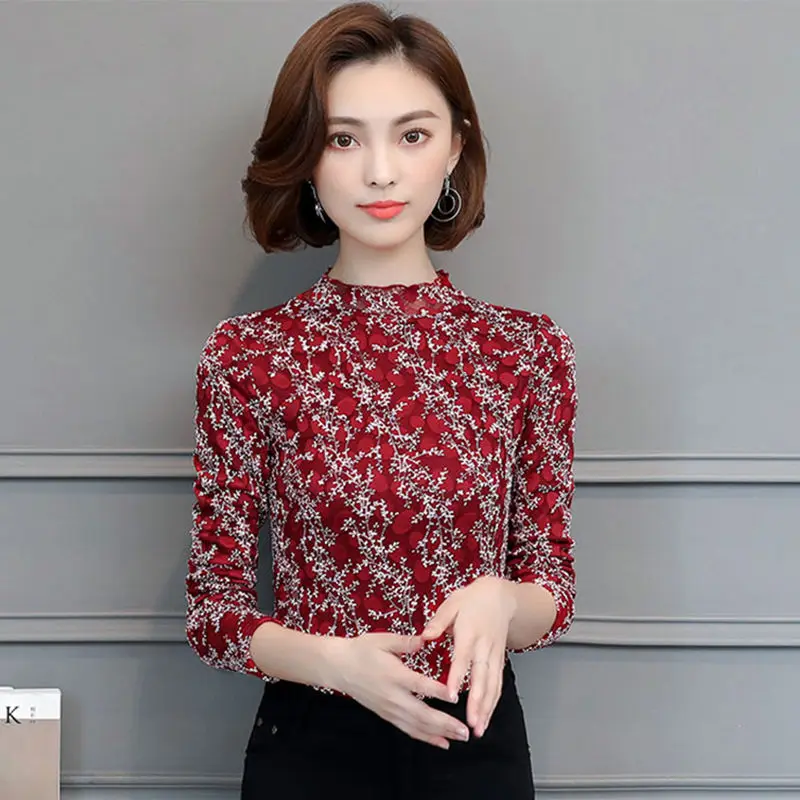 Blouse Women Spring, Autumn Winter Women's Lace Shirt Women's Long-Sleeved Top Blusas Mujer De Moda
Blouse Women Spring, Autumn Winter Women's Lace Shirt Women's Long-Sleeved Top Blusas Mujer De Moda