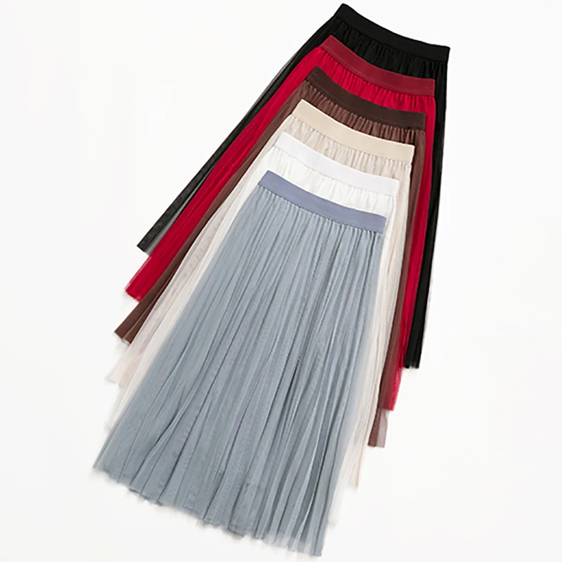Office Lady Skirt Spring Summer 2021 Korean Style Fashion Midi Skirt Women High Waist Solid Pleated A-line Mesh Tulle Skirts
Office Lady Skirt Spring Summer 2021 Korean Style Fashion Midi Skirt Women High Waist Solid Pleated A-line Mesh Tulle Skirts