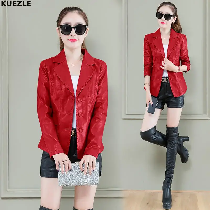 Autumn new fashion PU leather jacket ladies jacket casual single-breasted fashion lapel elegant leather jacket coat 5XL Red wine
Autumn new fashion PU leather jacket ladies jacket casual single-breasted fashion lapel elegant leather jacket coat 5XL Red wine