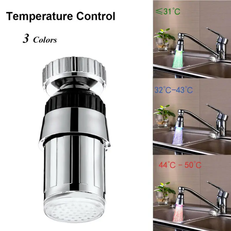 360 Rotating Automatic 7-Color/ Temperature Sensor Control RGB LED Water Faucet Kitchen Nozzle Water Temperature Control Sensor
360 Rotating Automatic 7-Color/ Temperature Sensor Control RGB LED Water Faucet Kitchen Nozzle Water Temperature Control Sensor