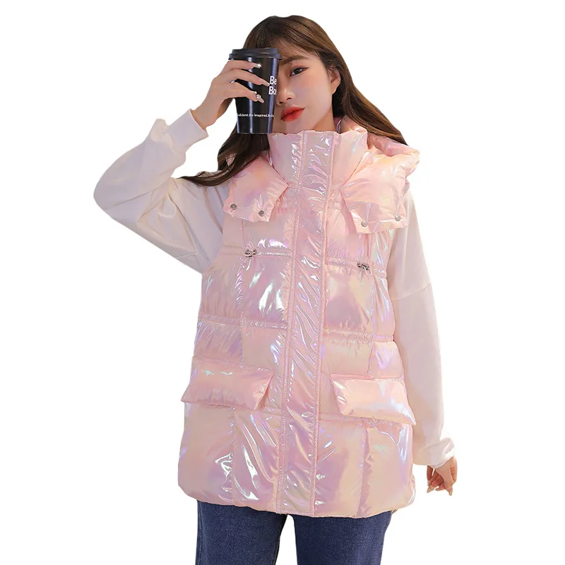 Women Autumn Winter Short Sleeveless Hooded Glossy Bubble Vest Coat Warm Outwear Puffer Jacket Cotton Padded Parkas
Women Autumn Winter Short Sleeveless Hooded Glossy Bubble Vest Coat Warm Outwear Puffer Jacket Cotton Padded Parkas
