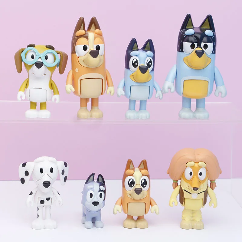 4PCS Kawaii Animal The Bluey Bingo Action Toys PVC Figures Cute Cartoon Dog Dolls Kids Baby Family Children Birthday | Игрушки и хобби