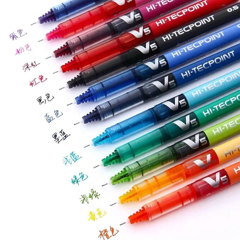 

12pcs PILOT V5 Full Needle Straight Liquid Gel Pen BX-V5 0.5mm Exam Pens Multicolor Writing Smooth and Smooth Large Capacity