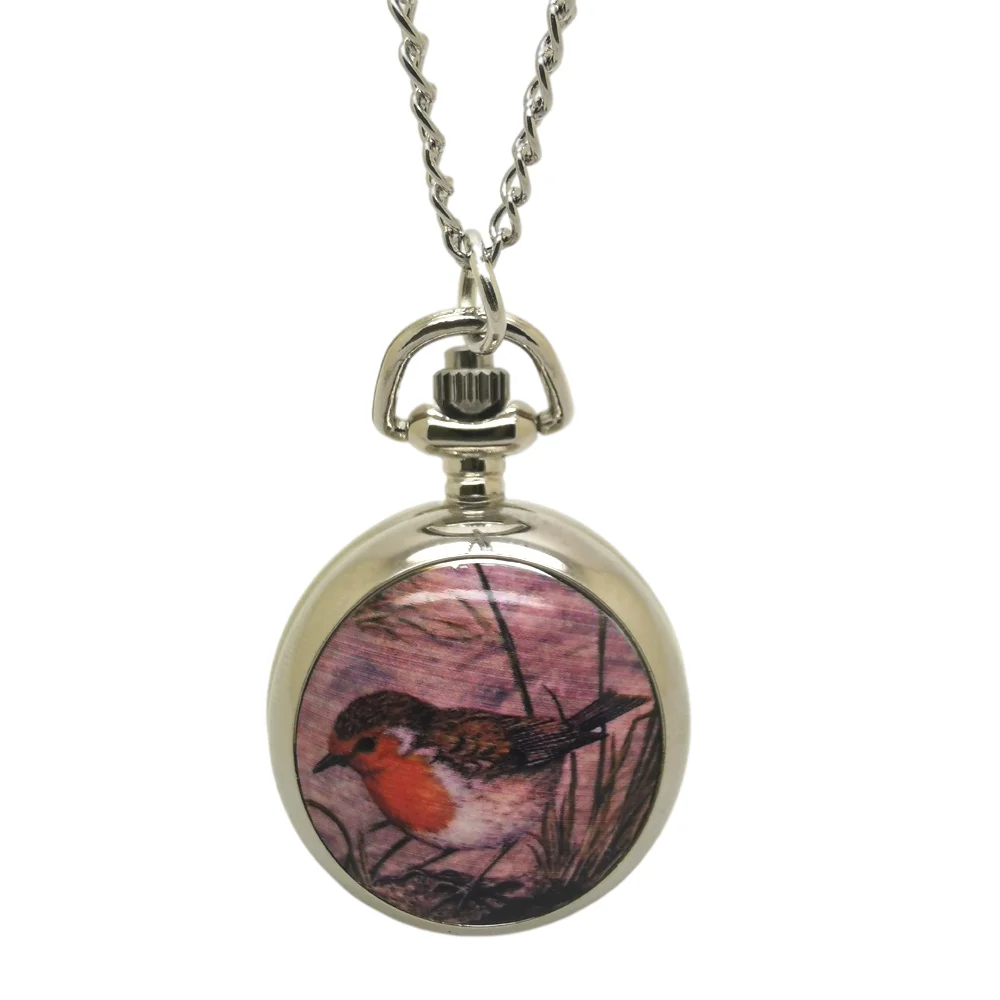Фото (6035) винтажная птица на эмали карманные часы ожерелье цепочка кулон 12 шт./лот