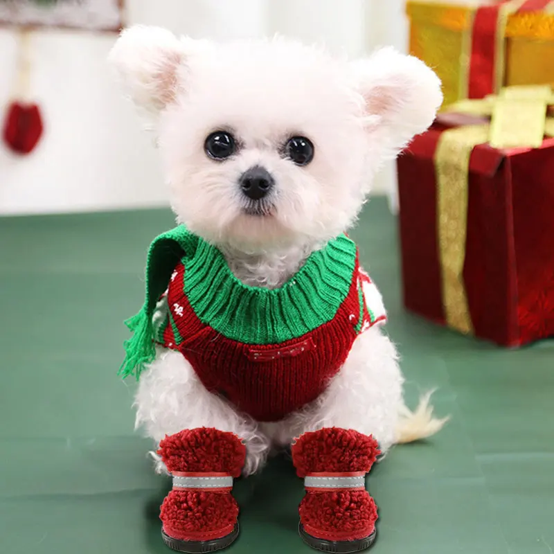 Pet Snow Boots Thick Fur Pet Shoes Winter Small Dog Shoes Non-slip Wear-resistant Dog Snow Boots Comfortable Warm Pet Supplies 
Pet Snow Boots Thick Fur Pet Shoes Winter Small Dog Shoes Non-slip Wear-resistant Dog Snow Boots Comfortable Warm Pet Supplies