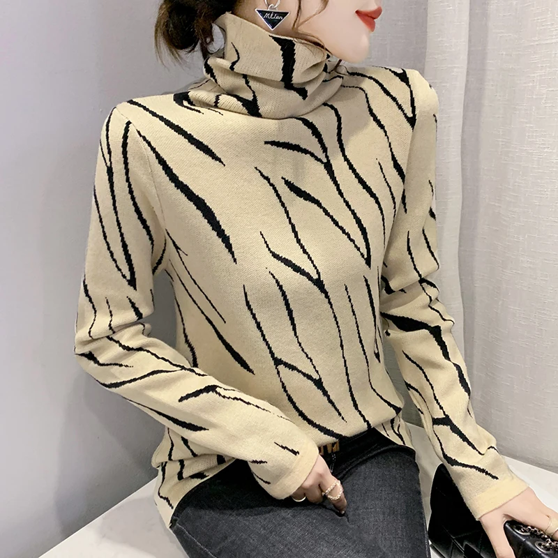 Fall Winter Knit Turtleneck Sweater European Clothes Women Fashion Zebra Stripes Long Sleeve New 2021 Pullover 
Fall Winter Knit Turtleneck Sweater European Clothes Women Fashion Zebra Stripes Long Sleeve New 2021 Pullover