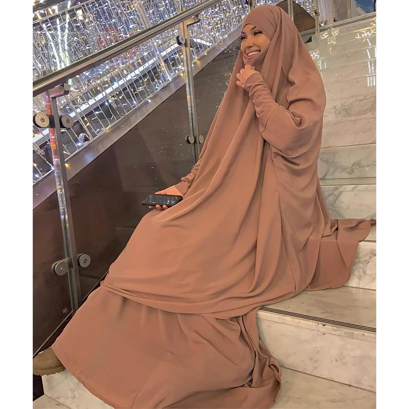 

ИД Рамадан мусульманский комплект из двух частей молитвенная одежда Nida Abaya платье для женщин цзилбаб длинный химар халат кафтан Niqab мусульм...