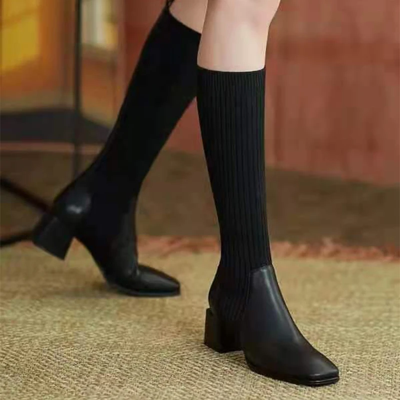 2021 Autumn New Women's Knee-length Boots Tight Socks Boots Autumn Ladies Fashion Square Toe High Heels Women Casual Overshoes
2021 Autumn New Women's Knee-length Boots Tight Socks Boots Autumn Ladies Fashion Square Toe High Heels Women Casual Overshoes