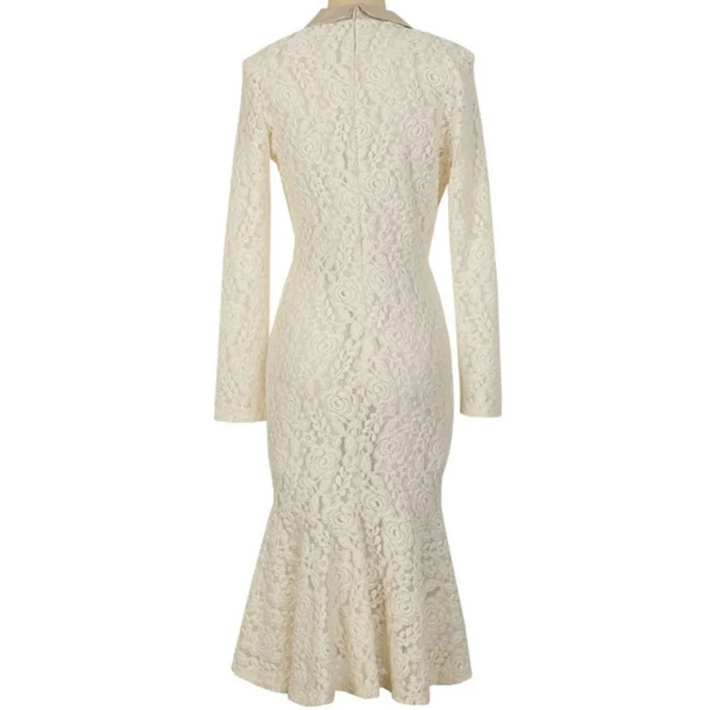 2021 Elegant Ruffles Lapel V-neck Long Sleeve White Lace Knee Length Party Mermaid Dress Women High Quality Cocktail Dress
2021 Elegant Ruffles Lapel V-neck Long Sleeve White Lace Knee Length Party Mermaid Dress Women High Quality Cocktail Dress
