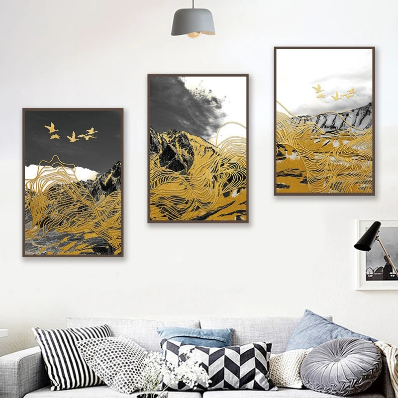 Abstract Golden Bird and Line Black and White mountain Canvas Print and Painting poster F Living Room Modern Cuadros Art 3-24
Abstract Golden Bird and Line Black and White mountain Canvas Print and Painting poster F Living Room Modern Cuadros Art 3-24