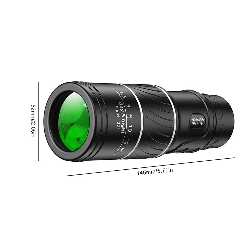 40 X 60 Compact Monocular Spyglass Outdoor Hunting Camping Spotting Bird Watching Handheld Telescope Portable Pocket Sport Scope
40 X 60 Compact Monocular Spyglass Outdoor Hunting Camping Spotting Bird Watching Handheld Telescope Portable Pocket Sport Scope