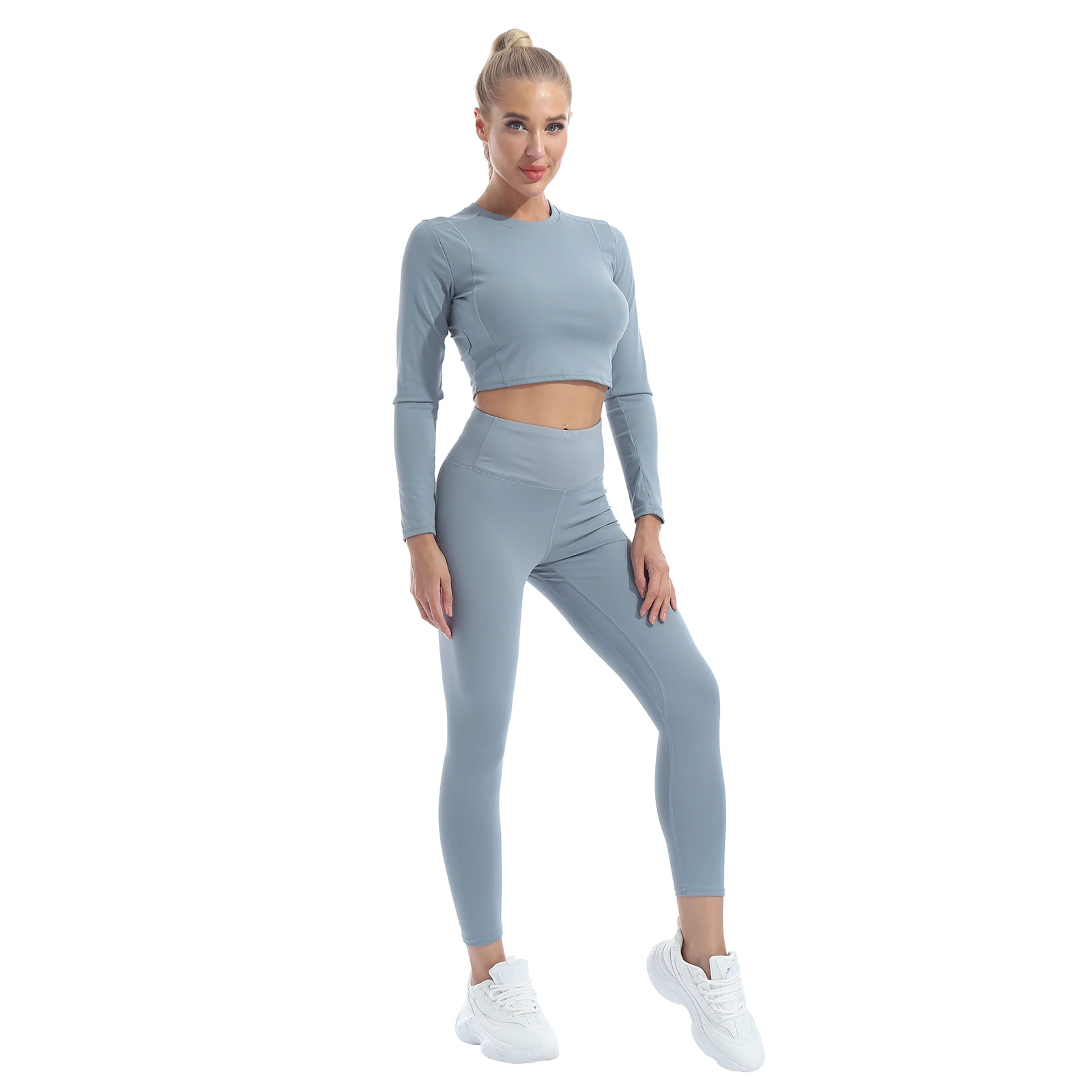 Women Summer Breathable Yoga Suit Long Sleeves Cropped Top High Waist Pants Set for Gym Yoga Workout Fitness Running Outfits
Women Summer Breathable Yoga Suit Long Sleeves Cropped Top High Waist Pants Set for Gym Yoga Workout Fitness Running Outfits