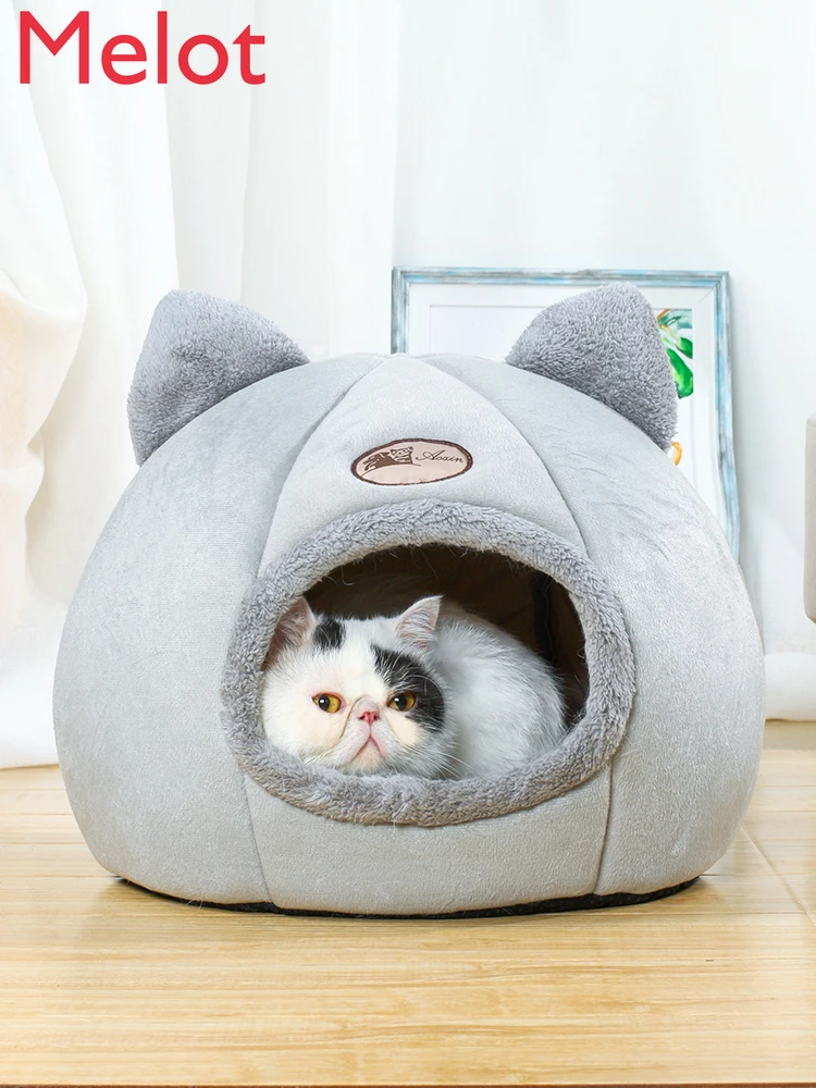 

Cat Nest Winter Warm Sleeping Cat House Cattery Villa Closed Cat Supplies Bed Four Seasons Universal Pet Kennel Pet Tent