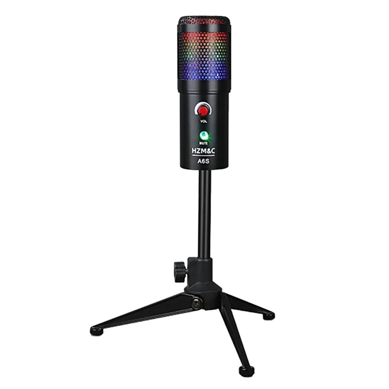 HZM&C A6S Microphone Tripod Kit 192KHz/24Bit High Sampling Rate Comes with Breathing Light Game Live Broadcast USB Microphone
HZM&C A6S Microphone Tripod Kit 192KHz/24Bit High Sampling Rate Comes with Breathing Light Game Live Broadcast USB Microphone