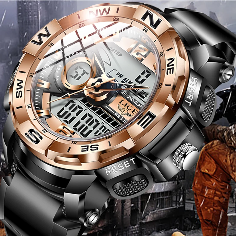 2022 LIGE Sport Men Quartz Digital Watch Creative Diving Watches Men Waterproof Alarm Watch Dual Display Clock Relogio Masculino
2022 LIGE Sport Men Quartz Digital Watch Creative Diving Watches Men Waterproof Alarm Watch Dual Display Clock Relogio Masculino