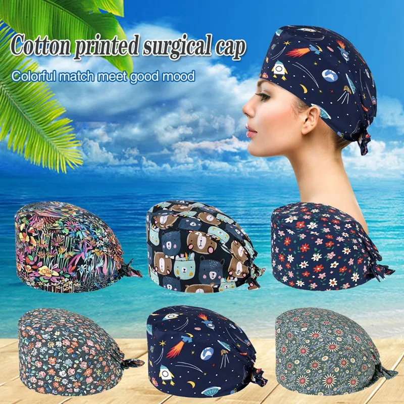 Printing Nurse Hats For Women Cotton Baotou Cap Buttons Surgical Hat Beauty Salon Pharmacy Lab Operating Room Pet Doctor Caps 
Printing Nurse Hats For Women Cotton Baotou Cap Buttons Surgical Hat Beauty Salon Pharmacy Lab Operating Room Pet Doctor Caps