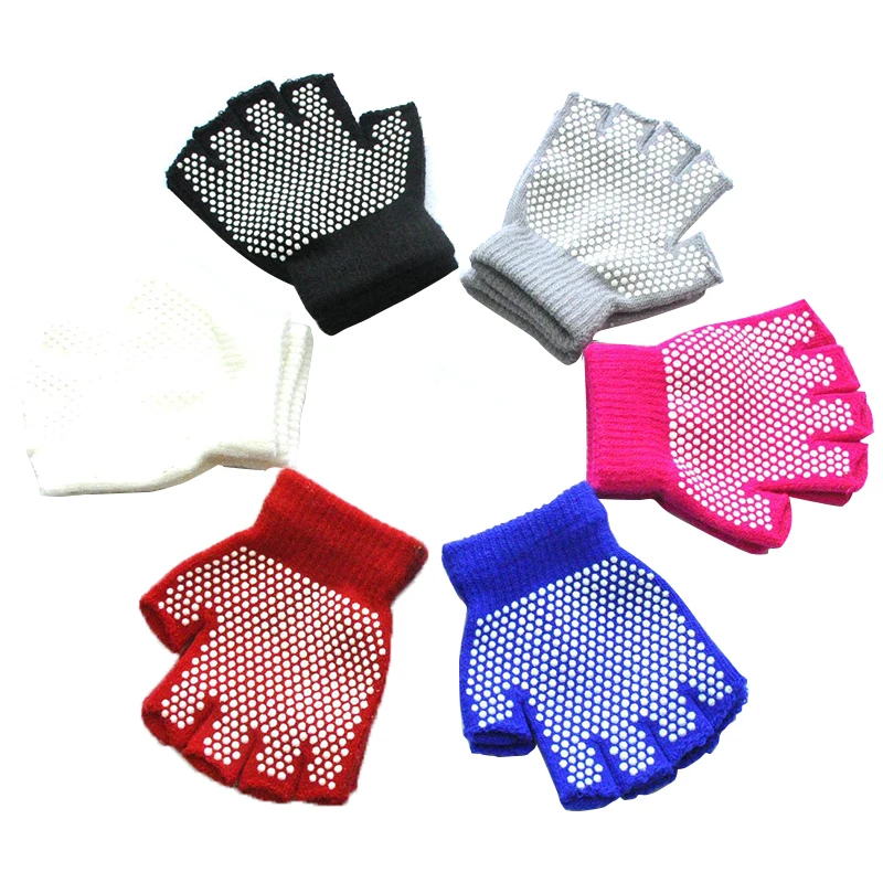 

Зимние теплые перчатки для детей от 5 до 12 лет, 6 цветов, вязаные перчатки с открытыми пальцами, утепленные детские митенки, спортивные Нескол...