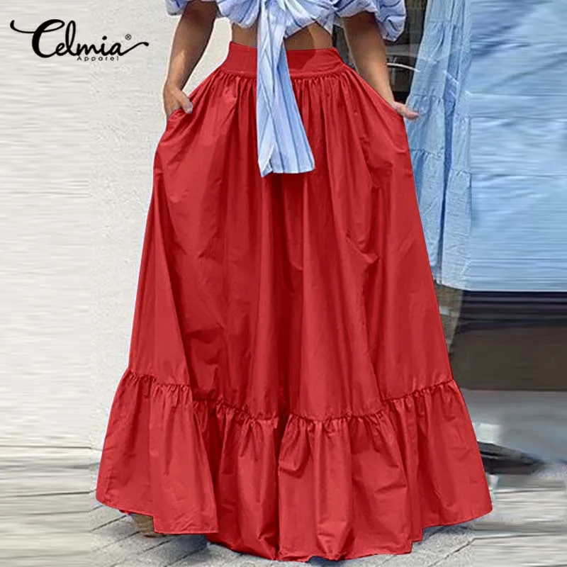 Celmia Pleated Stitching Ruffles Hem Long Jupes High Waist Elegant Spring Autumn Fashion Maxi Skirts Women's Casual A Line Falda
Celmia Pleated Stitching Ruffles Hem Long Jupes High Waist Elegant Spring Autumn Fashion Maxi Skirts Women's Casual A Line Falda
