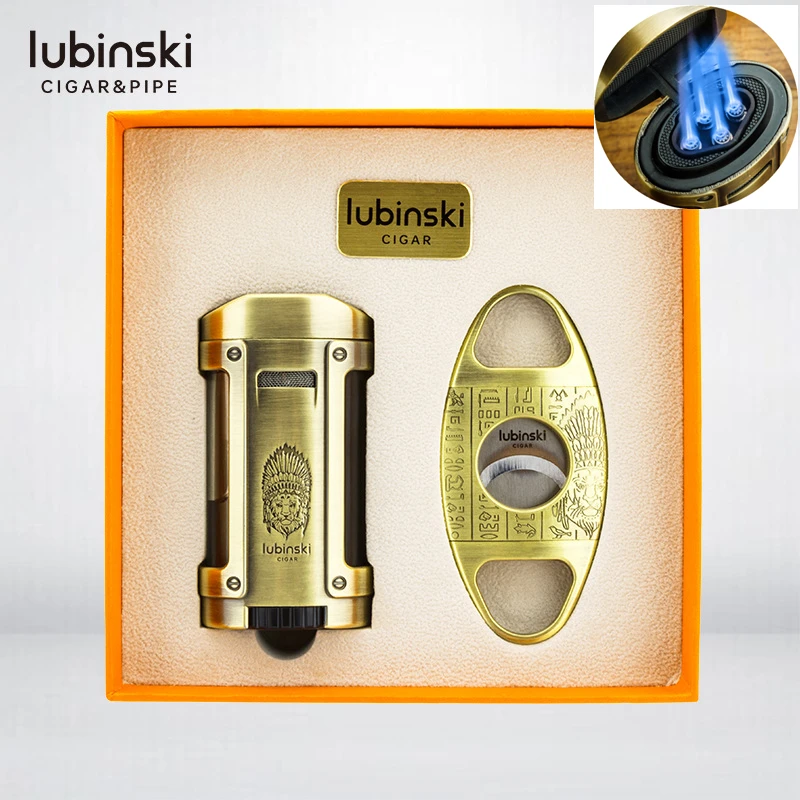 Stainless Steel Quad Flame Direct Jet Windproof Lighter Rubinski Cigar Set With Cigar Cutter Cigar Accessories Men's Small Gifts
Stainless Steel Quad Flame Direct Jet Windproof Lighter Rubinski Cigar Set With Cigar Cutter Cigar Accessories Men's Small Gifts