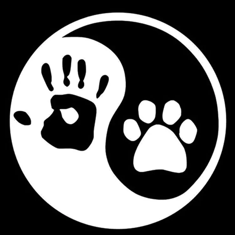 

Car Sticker Yin and Yang Cat Dog Footprints Palm Print Notebook Decals Personality Window Glass Decoration PVC,10cm*10cm