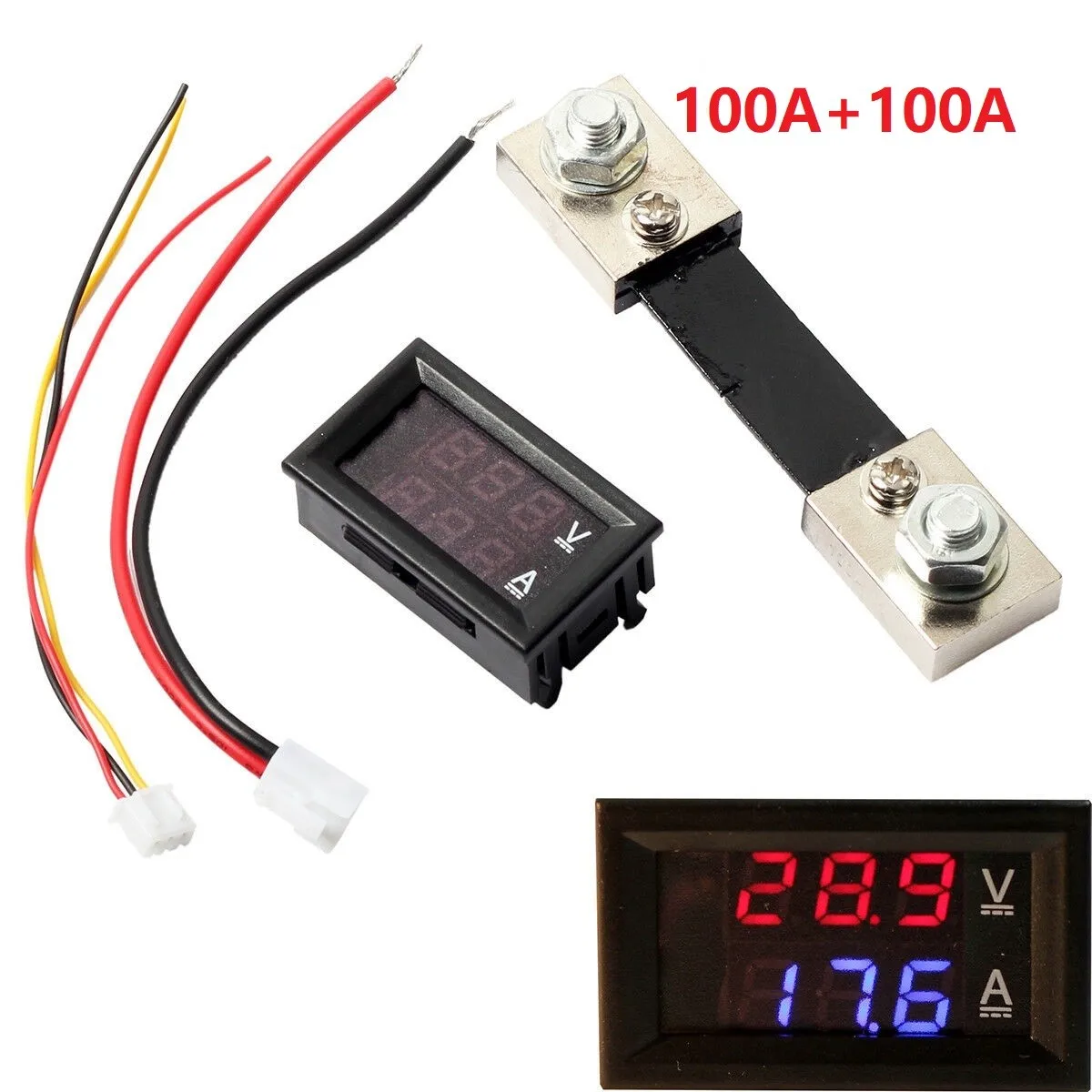 Mini Digital Voltmeter Shunt Ammeter DC 100V+100A 50A+50V LED Display Amp Volt Tester Blue + Red LED Amp Dual Digital Volt Meter
Mini Digital Voltmeter Shunt Ammeter DC 100V+100A 50A+50V LED Display Amp Volt Tester Blue + Red LED Amp Dual Digital Volt Meter