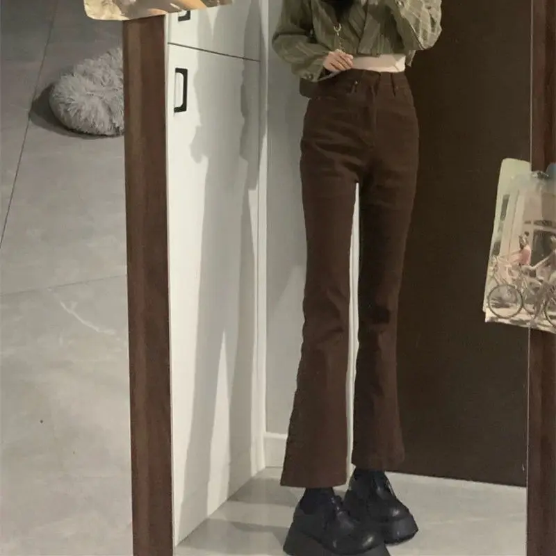 Brown High Waist Slimming Micro Flared Jeans Women Fall 2021 New Retro Elegant Straight-leg Denim Trousers Y2k Distressed Jeans
Brown High Waist Slimming Micro Flared Jeans Women Fall 2021 New Retro Elegant Straight-leg Denim Trousers Y2k Distressed Jeans