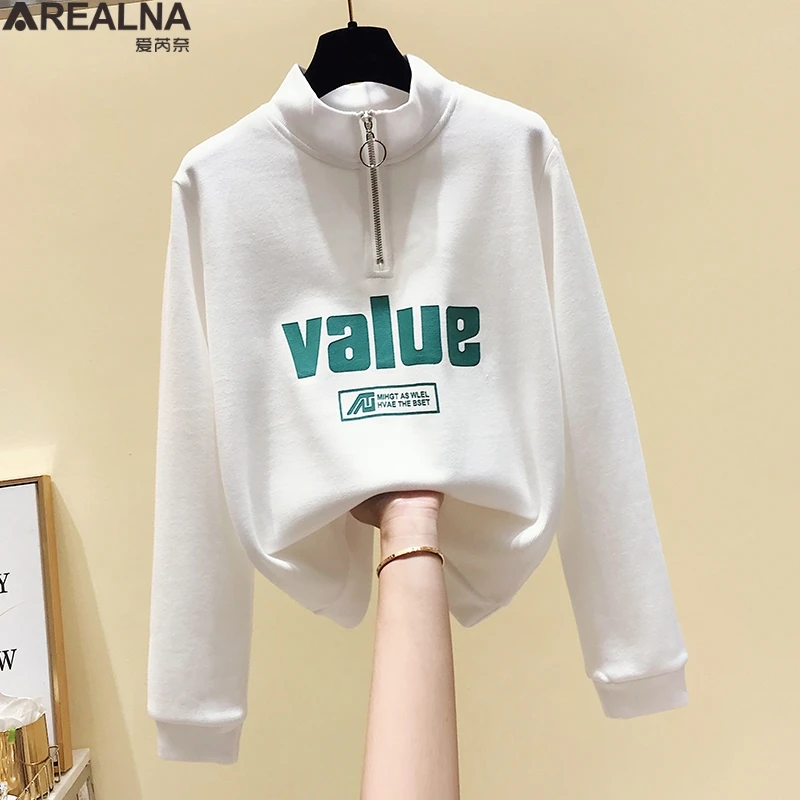 2020 Autumn korean sweatshirt women stand collar zipper Letter print Long Sleeve All-match Harajuku Streetwear hoodie Tops Girls
2020 Autumn korean sweatshirt women stand collar zipper Letter print Long Sleeve All-match Harajuku Streetwear hoodie Tops Girls