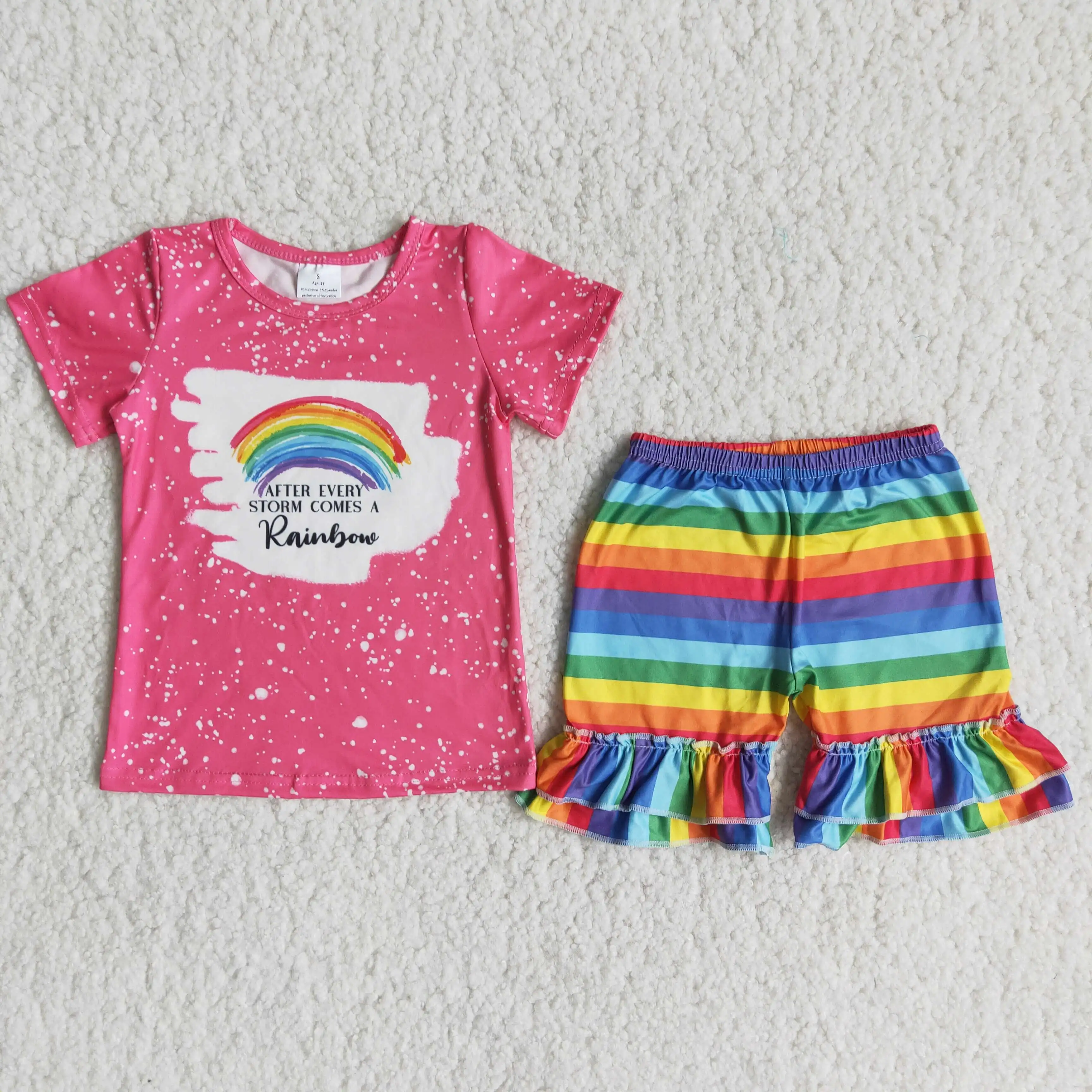 New summer girls short-sleeved rainbow suit boutique hot sale rainbow ruffle shorts
New summer girls short-sleeved rainbow suit boutique hot sale rainbow ruffle shorts