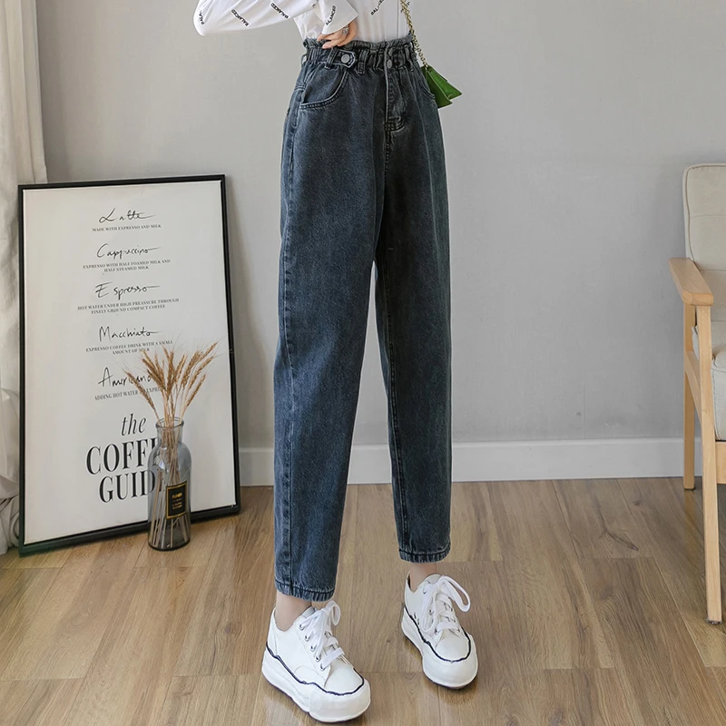 Women's Spring and Autumn High Waist Jeans Street Wear Elastic Waist Loose Denim Pants Female Straight Cropped Pants
Women's Spring and Autumn High Waist Jeans Street Wear Elastic Waist Loose Denim Pants Female Straight Cropped Pants
