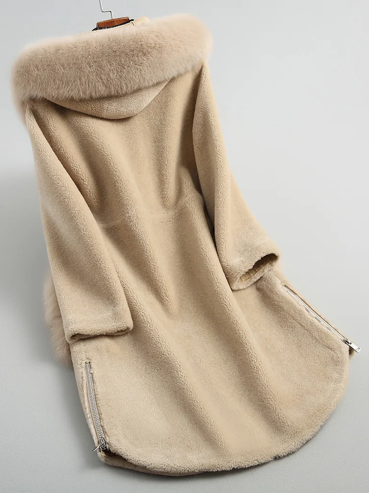 Real Winter Jacket Women Fox Collar Sheep Shearling Fur Coat Female 100% Wool Coats Korean KQN12102-5 MY1962
Real Winter Jacket Women Fox Collar Sheep Shearling Fur Coat Female 100% Wool Coats Korean KQN12102-5 MY1962