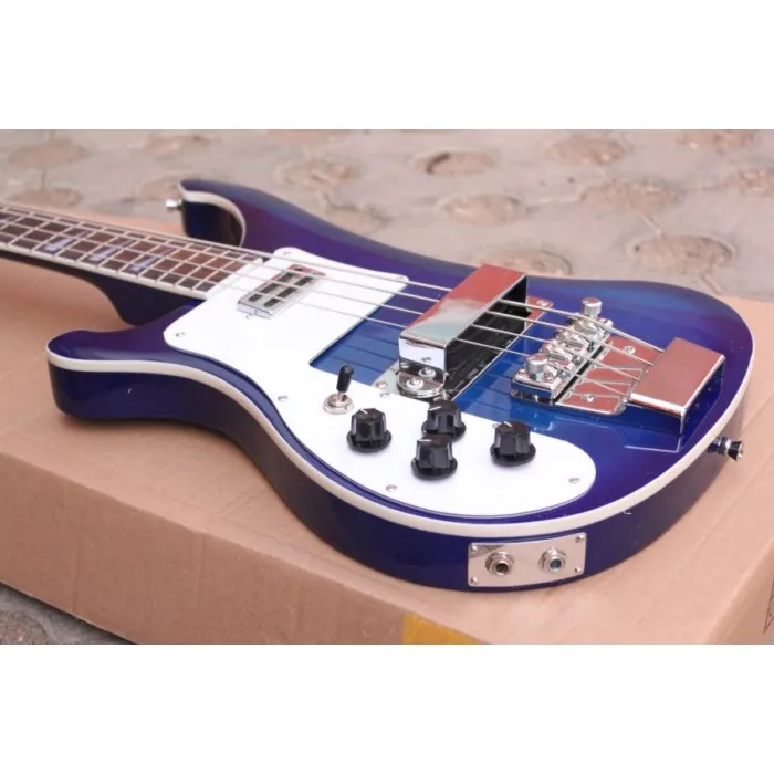 Lefty Rickenback 4 струны 4003 fireglo custom бас гитара прозрачная синяя левая ручка стерео два