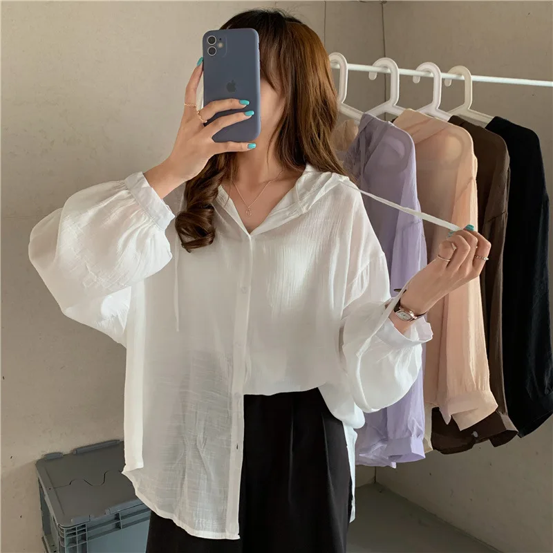 Korean Fashion Button Harajuku Gothic Street Shirt Loose Simple Wind Sunscreen White Female Long-sleeved Female Loose Shirt
Korean Fashion Button Harajuku Gothic Street Shirt Loose Simple Wind Sunscreen White Female Long-sleeved Female Loose Shirt