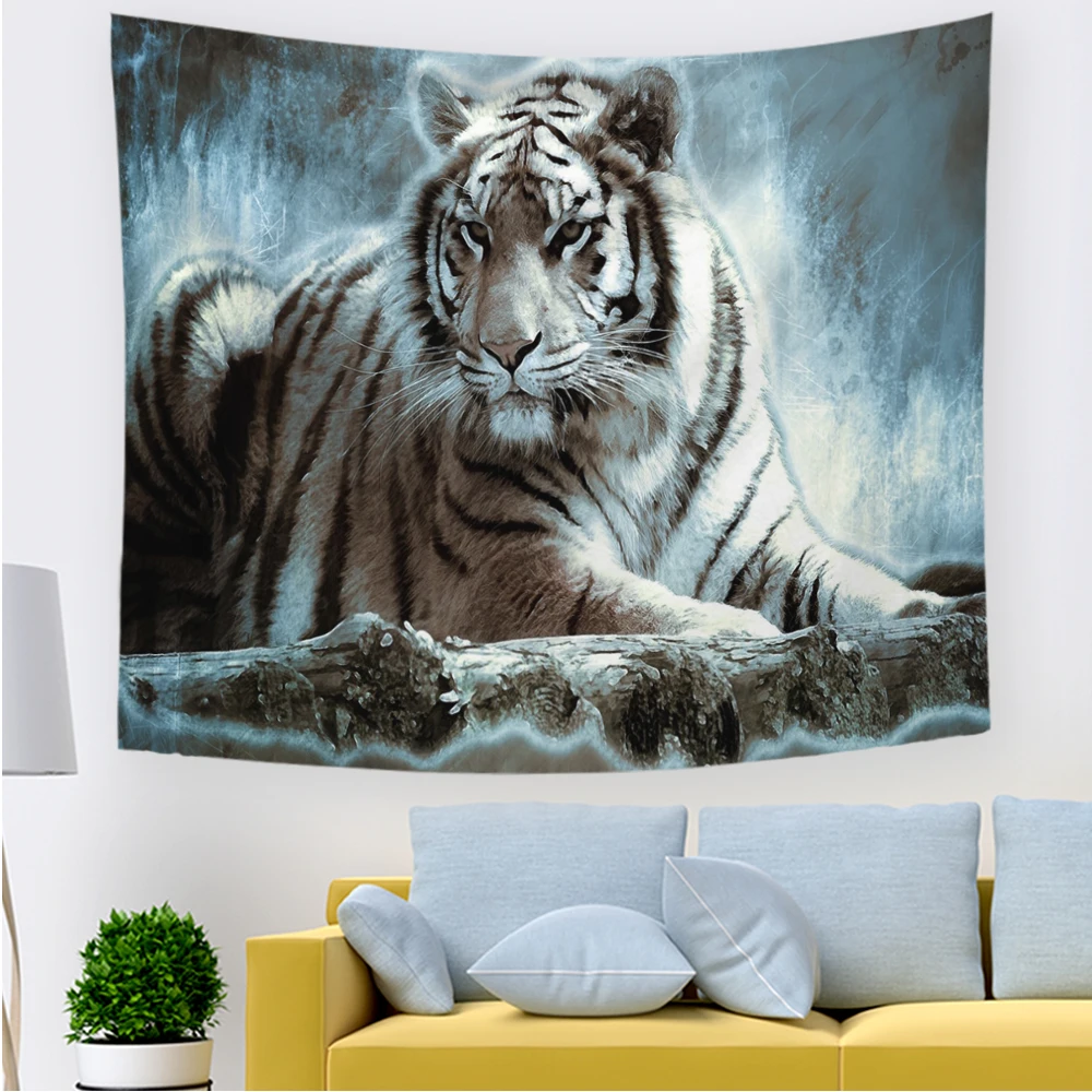 

King Of The Forest Tiger Tapestry Forest Animal Wall Hanging Tropical Rainforest Landscape Art Tapestries For Living Room Dorm