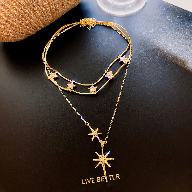 Exknl Gold Color Pendant Necklace Women Multilayered Star Chocker Crystal Long Bohemian Choker Necklace Collar Fashion Jewelry
Exknl Gold Color Pendant Necklace Women Multilayered Star Chocker Crystal Long Bohemian Choker Necklace Collar Fashion Jewelry