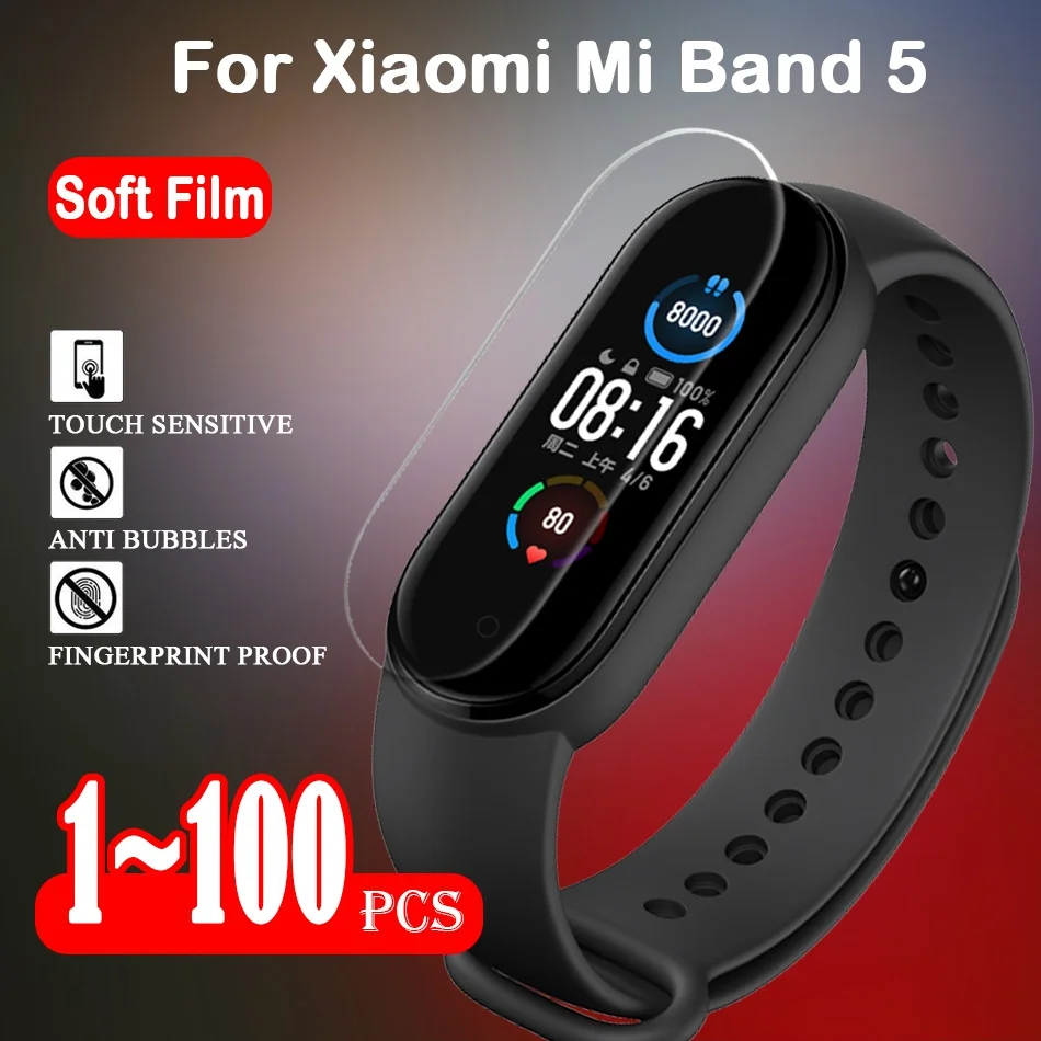 Защитная пленка для экрана мягкая Xiaomi Mi Band 5 аксессуары смарт-браслета полное