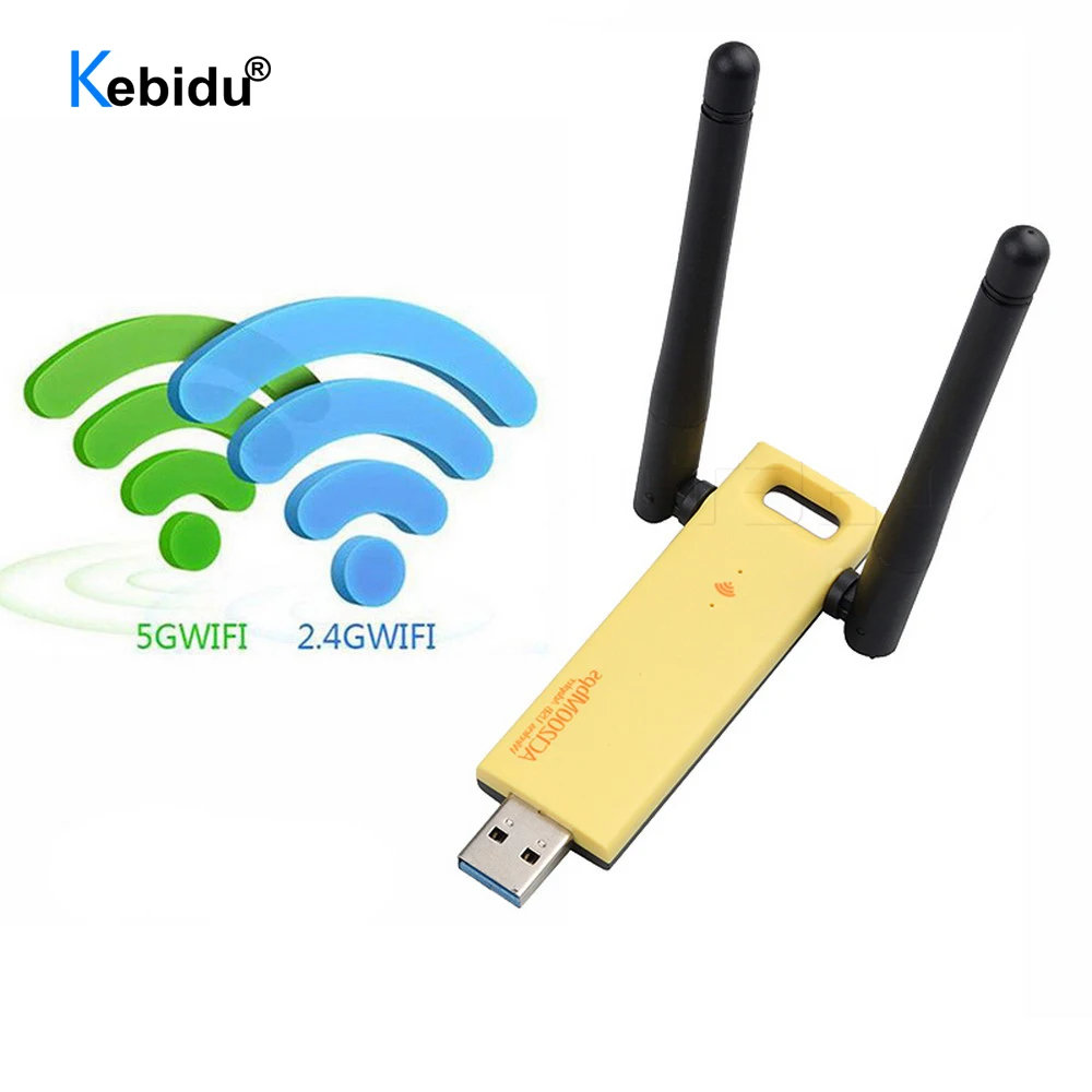 

kebidu 1200mbps Wireless Wifi Adapter Dual Band 5Ghz 2.4Ghz Adapter 802.11ac RTL8812 Chipset Aerial Dongle Mini USB Network Card
