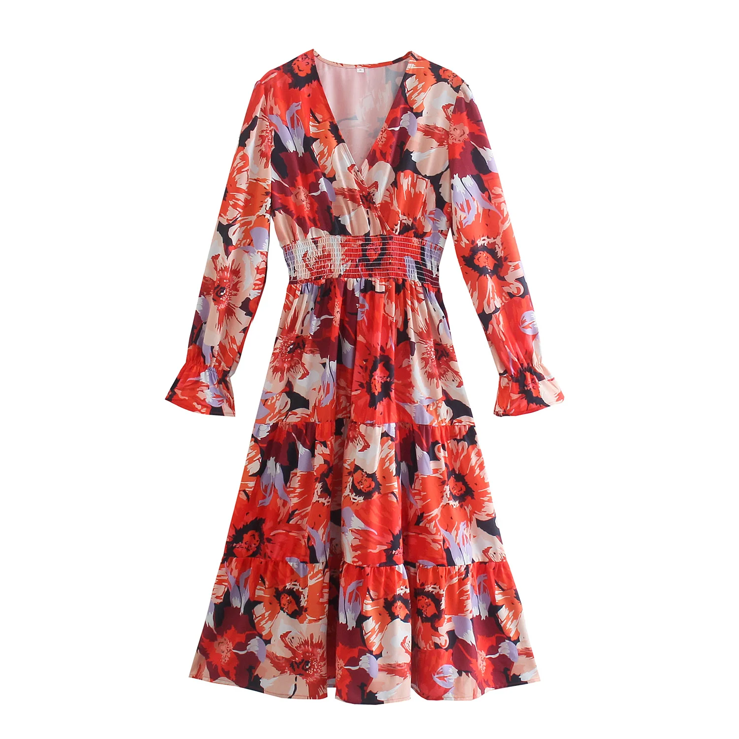 2021 Autumn Fashion Women Red Flowers Print V Neck Dress Long Sleeve Office Ladies Midi Dress
2021 Autumn Fashion Women Red Flowers Print V Neck Dress Long Sleeve Office Ladies Midi Dress