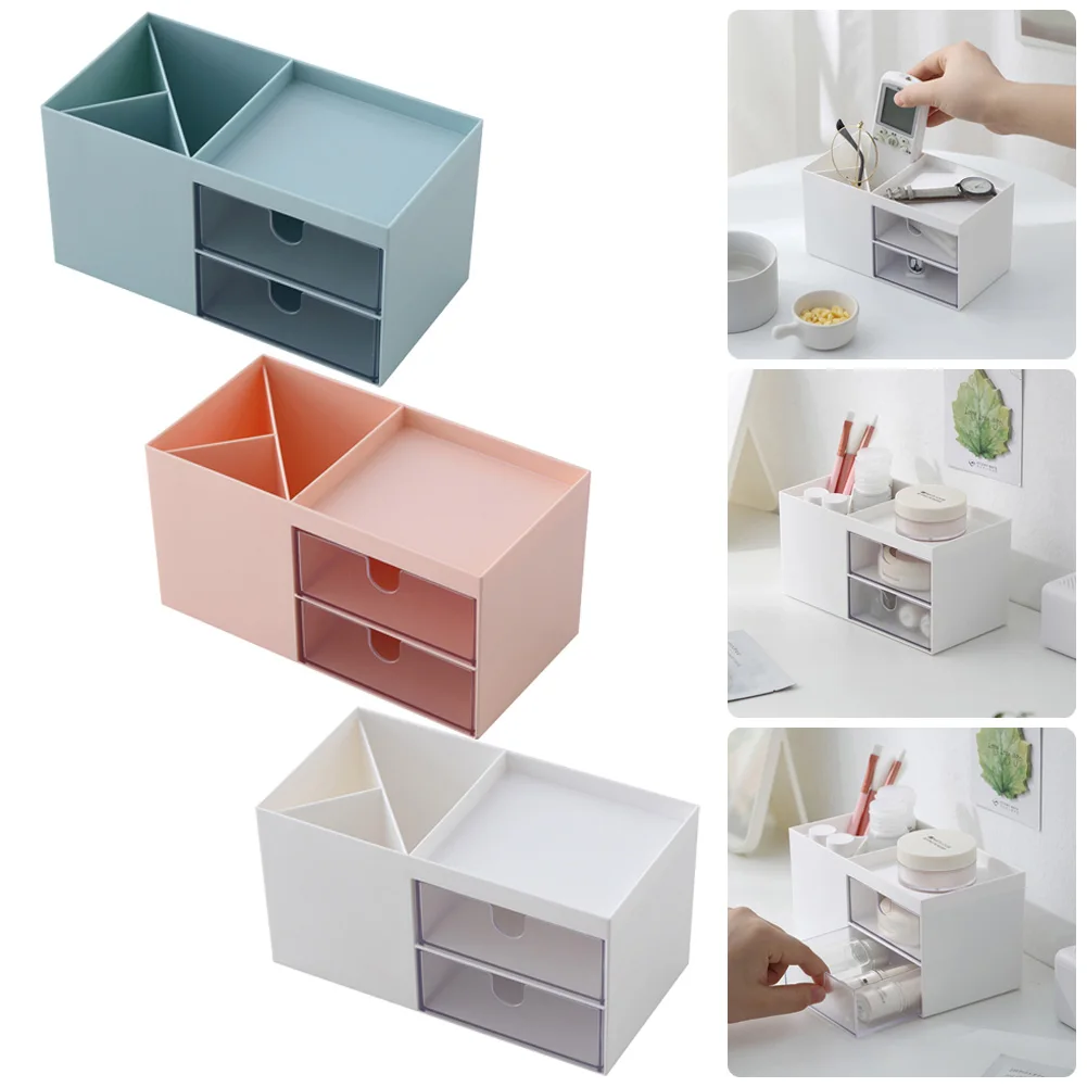 Desktop Storage Box Organizer with 2 Drawers, 3 Compartments, 1 Tray Makeup Pencil Stationery Holder for Home Office
Desktop Storage Box Organizer with 2 Drawers, 3 Compartments, 1 Tray Makeup Pencil Stationery Holder for Home Office