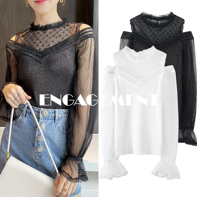 ENGAGEMENT High Quality 2021 Summer Off-the-shoulder Stitching Knitted Jacket Women's Beaded Mesh Slim Flared Sleeve Lace Shirt
ENGAGEMENT High Quality 2021 Summer Off-the-shoulder Stitching Knitted Jacket Women's Beaded Mesh Slim Flared Sleeve Lace Shirt